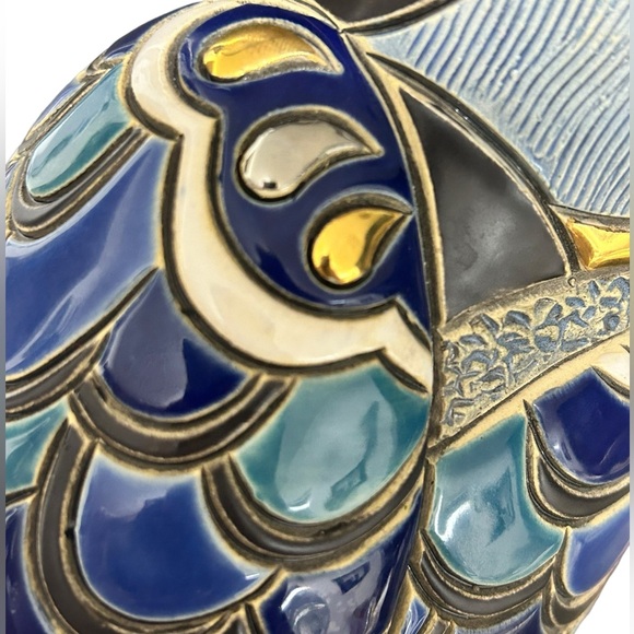 De Rosa Rinconada Blue owl figurine, collectible ornament, artisan art sculpture - Picture 8 of 12